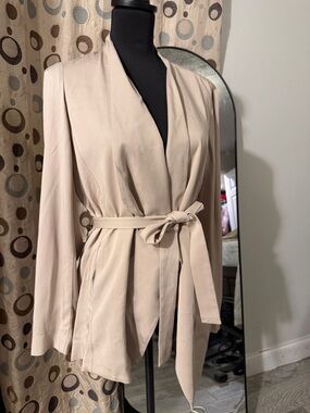 Alex Marie Beige Wrap Pea Coat with Belt
